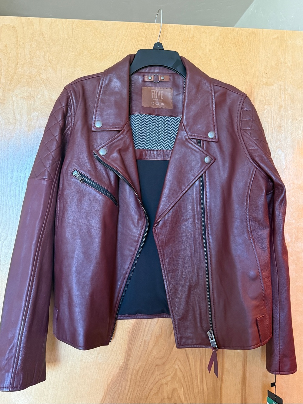 FRYE Women's Wine Leather Moto Jacket